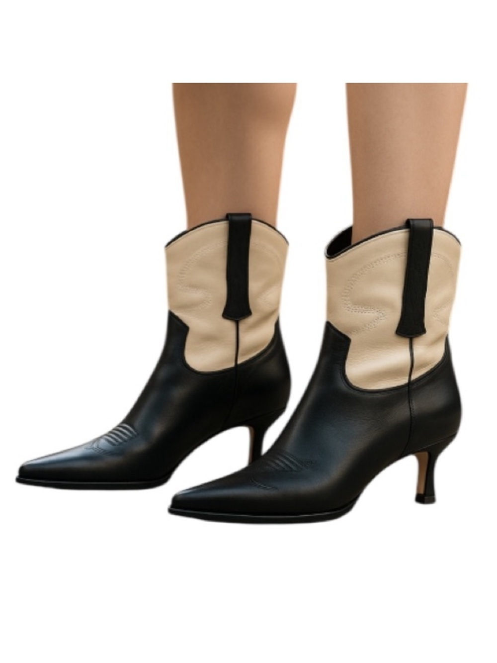 CIRCUS NY by Sam Edelman Yolanda NWOT 2 Tone Black Cream Short Western Boot 8.5